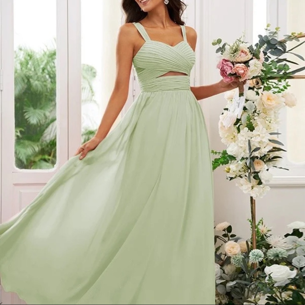 A-Line/Princess Chiffon Ruched Straps Sleeveless Floor-Length Bridesmaid Dresses